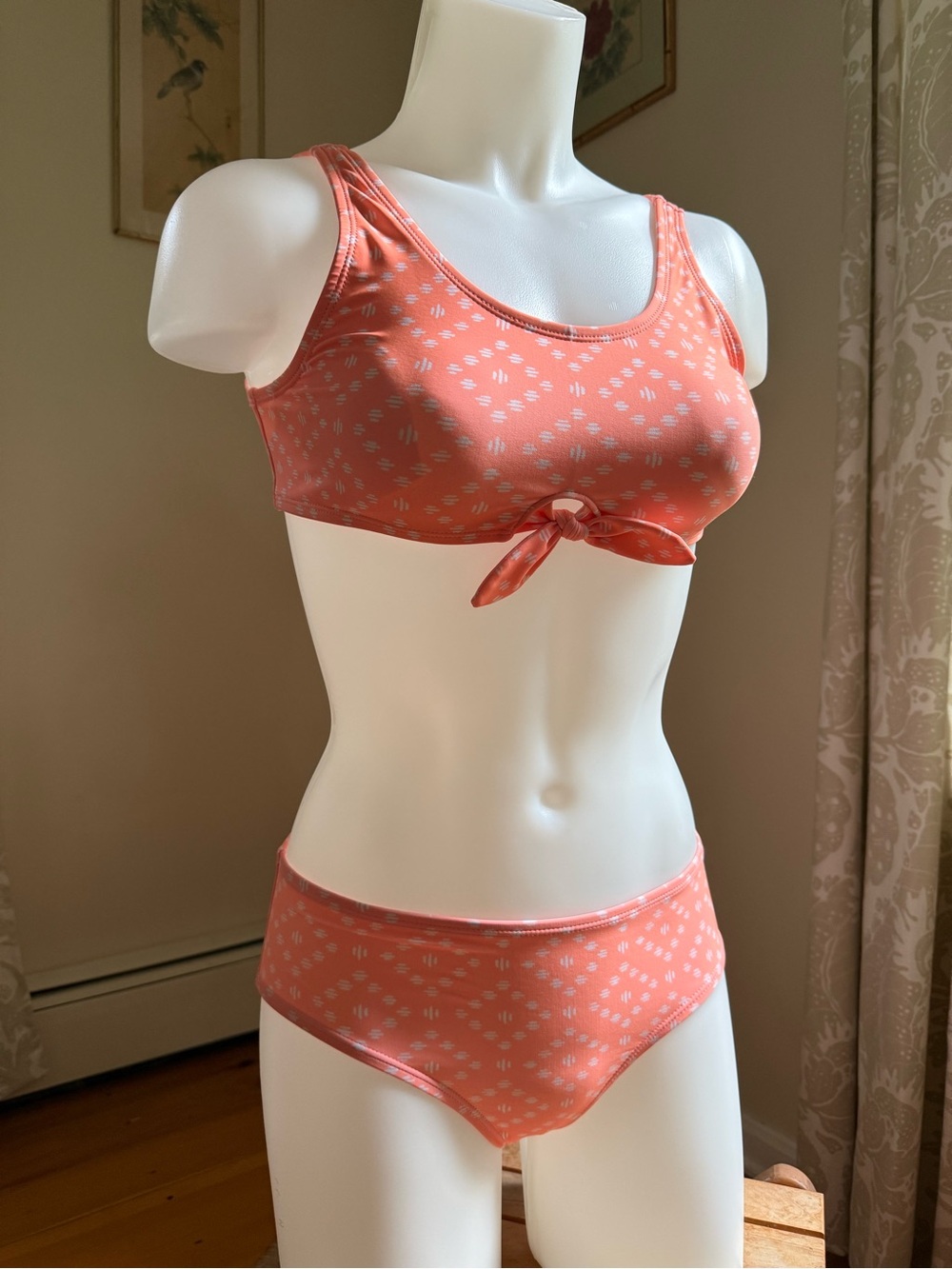 Old Navy Coral Floral Tie-Front Bikini Set